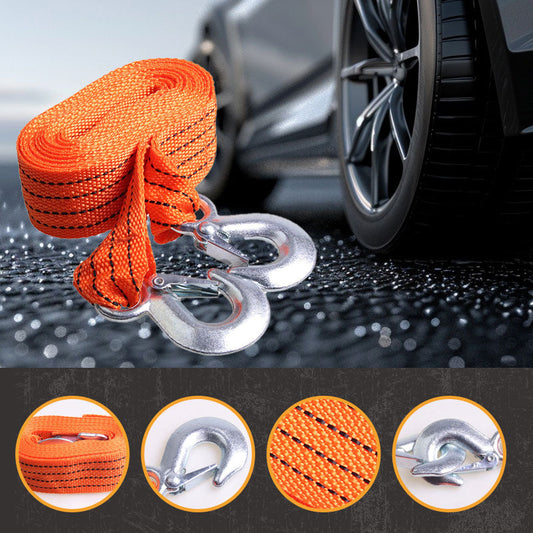 🚗 50% DE RÉDUCTION ! ⛓️ Courroie de Remorquage 13 pieds – 3 Tonnes avec Crochets – Haute Résistance, Œillets Renforcés & Protection UV 🆘