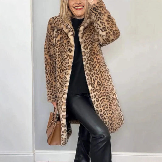 🧥 69% OFF + LIVRAISON GRATUITE ! 🐆 Veste Mi-Longue Léopard pour Femmes - Doublure Polaire et Coupe Cintrée pour un Style Audacieux Hivernal ❄️✨