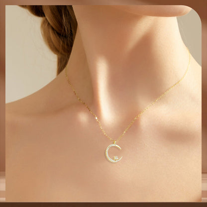 🌙 50% DE RÉDUCTION ! ✨ Collier Étoile et Lune – Pendentif Étincelant, Chaine Ajustable & Bijou Romantique 💫📿