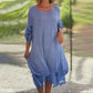 🌼 Robe pour femme de couleur unie élégante à col rond et à la coupe ample.🌼50% DE RÉDUCTION
