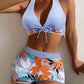 👙 60% DE RÉDUCTION 🌿 Maillot de bain 2 pièces col licou décolleté en V – Motif feuilles & coupe flatteuse – 5 couleurs, tailles S-XL – parfait pour l’été, la plage ou la piscine 🏖️✨