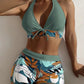 👙 60% DE RÉDUCTION 🌿 Maillot de bain 2 pièces col licou décolleté en V – Motif feuilles & coupe flatteuse – 5 couleurs, tailles S-XL – parfait pour l’été, la plage ou la piscine 🏖️✨