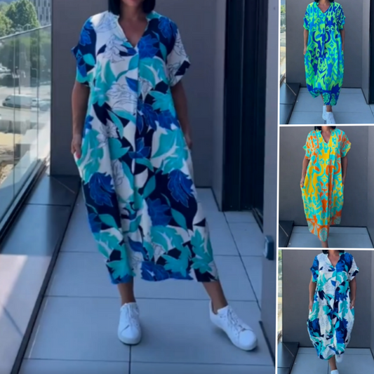 👗 Robe Femme Style Casual avec Col en V – Élégante & Légère, Maintenant à -50 % ✨