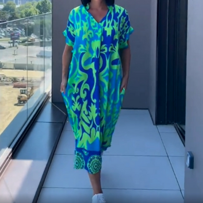 👗 Robe Femme Style Casual avec Col en V – Élégante & Légère, Maintenant à -50 % ✨