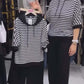 💥Dernier jour 50% de réduction💥Ensemble pour femme composé d'un haut rayé et d'un pantalon uni