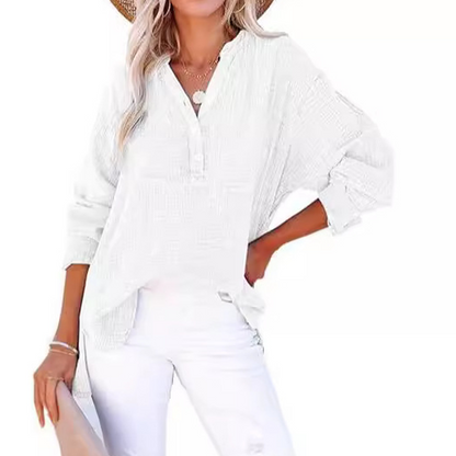 👚 60% DE RÉDUCTION ! 🌷 Chemisiers Décontractés à Manches Longues & Col en V pour Femmes – Coupe Oversized, Tissu Doux & Look Quotidien 🍃