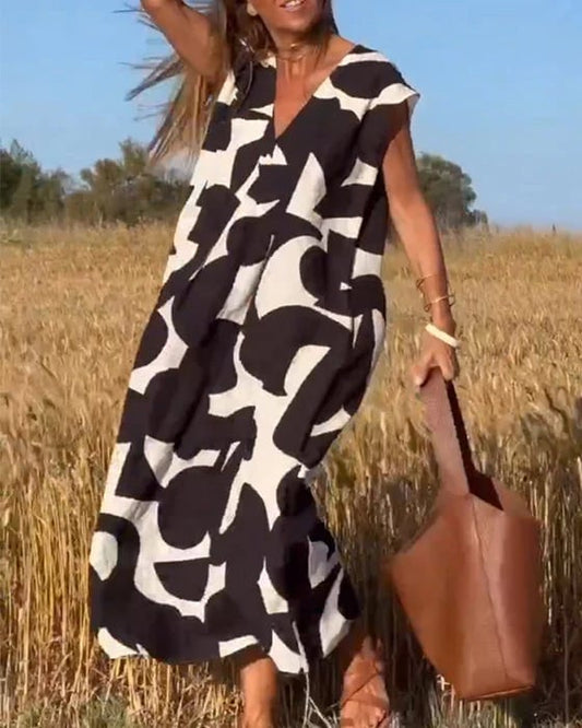 🔥Robe décontractée pour femme avec des blocs de couleurs géométriques