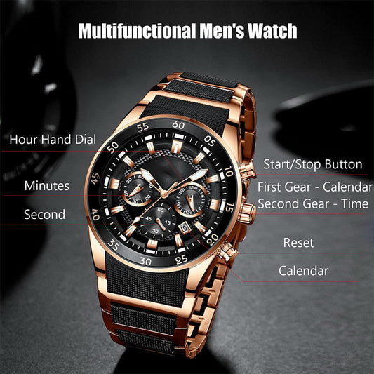 ⌚🔥Montre à quartz multifonctionnelle étanche pour hommes