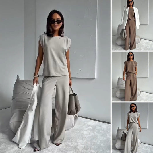 💖Ensemble deux pièces T-shirt et pantalon large pour femme👗
