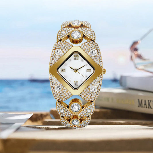 💎55% de réduction ⌚Montre à quartz rétro pour femme avec strass scintillants