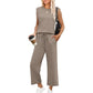 🔥 50 % DE RÉDUCTION ! 👗✨ Nouveau ensemble 2 pièces pour femmes – Haut sans manches et pantalon à jambes larges 💃🌟