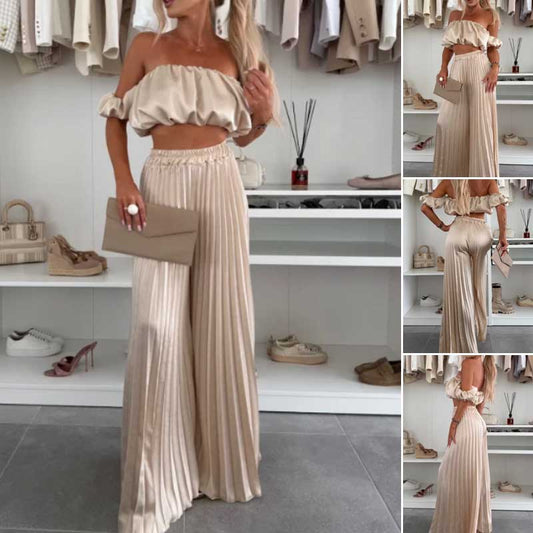 🔥 50% de réduction 🔥Ensemble deux pièces - Top sexy et pantalon large