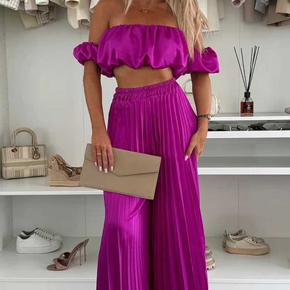 🔥 50% de réduction 🔥Ensemble deux pièces - Top sexy et pantalon large