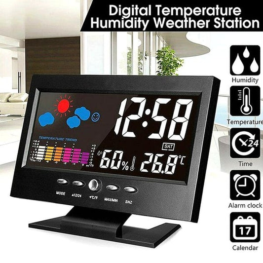🌡️ PROMOTION DU DERNIER JOUR 50%! ✨ Moniteur Numérique de Température et d'Humidité à LED - Prévisions Météo avec Fonction Réveil pour la Maison ou le Bureau 📊⏰