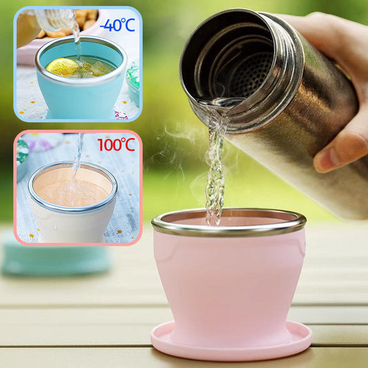 50% discount! 240ml Portable Silicone Folding Cup！