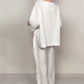 👚 60% DE RÉDUCTION! 🌾 Ensemble 2 Pièces en Coton-Lin – Haut à Encolure V & Pantalon Large, Ourlet Irrégulier, Respirant & Élégant 🍂
