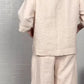 👚 60% DE RÉDUCTION! 🌾 Ensemble 2 Pièces en Coton-Lin – Haut à Encolure V & Pantalon Large, Ourlet Irrégulier, Respirant & Élégant 🍂