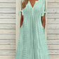 👗 50% DE RÉDUCTION ✨ Robe élégante femme avec décolleté en V et découpes – Taille fluide, respirante & parfaite pour les soirées d’été ou les occasions spéciales 💃