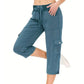 👖 50% DE RÉDUCTION 💐 Pantalon cargo 3/4 taille haute – Cordon de serrage ajustable – Confort total, look décontracté & pratique – parfait pour le sport, les voyages ou le quotidien 🌿🌸
