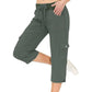 👖 50% DE RÉDUCTION 💐 Pantalon cargo 3/4 taille haute – Cordon de serrage ajustable – Confort total, look décontracté & pratique – parfait pour le sport, les voyages ou le quotidien 🌿🌸