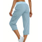 👖 50% DE RÉDUCTION 💐 Pantalon cargo 3/4 taille haute – Cordon de serrage ajustable – Confort total, look décontracté & pratique – parfait pour le sport, les voyages ou le quotidien 🌿🌸