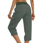 👖 50% DE RÉDUCTION 💐 Pantalon cargo 3/4 taille haute – Cordon de serrage ajustable – Confort total, look décontracté & pratique – parfait pour le sport, les voyages ou le quotidien 🌿🌸