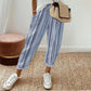 👖 50% DE RÉDUCTION 🌿 Pantalon rayé lin & coton femme – Taille élastiquée & jambes larges – Respirant, 6 coloris, tailles M-3XL – parfait pour le quotidien, les vacances ou les voyages ✨