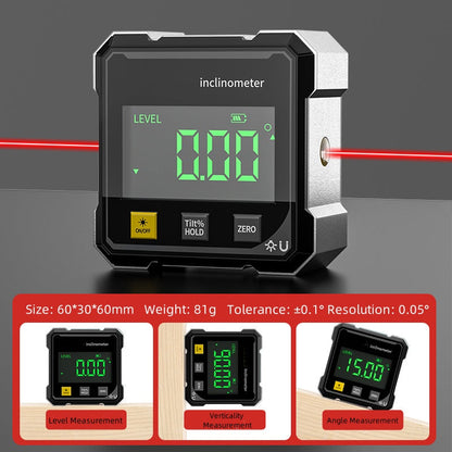 📐 50% DE RÉDUCTION! 🔋 Jauge d‘Angle Numérique Magnétique 4 Faces – Mesure Laser Précise, Écran LCD Rétroéclairé & Auto-Calibrage 🧲