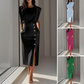 👗 50% DE RÉDUCTION 🌸 Robe midi fendue élégante pour femme – Tissu fluide & coupe flatteuse – Parfaite pour les journées ensoleillées ou les soirées estivales 💃