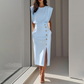 👗 50% DE RÉDUCTION 🌸 Robe midi fendue élégante pour femme – Tissu fluide & coupe flatteuse – Parfaite pour les journées ensoleillées ou les soirées estivales 💃
