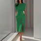 👗 50% DE RÉDUCTION 🌸 Robe midi fendue élégante pour femme – Tissu fluide & coupe flatteuse – Parfaite pour les journées ensoleillées ou les soirées estivales 💃
