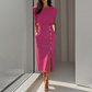 👗 50% DE RÉDUCTION 🌸 Robe midi fendue élégante pour femme – Tissu fluide & coupe flatteuse – Parfaite pour les journées ensoleillées ou les soirées estivales 💃