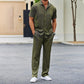 👔 50% DE RÉDUCTION 🌿 Ensemble deux pièces décontracté homme – Chemise & pantalon – Tissu léger, coupe moderne & confortable – parfait pour l’été, le bureau ou les week-ends – style polyvalent sans effort ✨👖