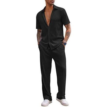 👔 50% DE RÉDUCTION 🌿 Ensemble deux pièces décontracté homme – Chemise & pantalon – Tissu léger, coupe moderne & confortable – parfait pour l’été, le bureau ou les week-ends – style polyvalent sans effort ✨👖