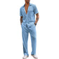👔 50% DE RÉDUCTION 🌿 Ensemble deux pièces décontracté homme – Chemise & pantalon – Tissu léger, coupe moderne & confortable – parfait pour l’été, le bureau ou les week-ends – style polyvalent sans effort ✨👖