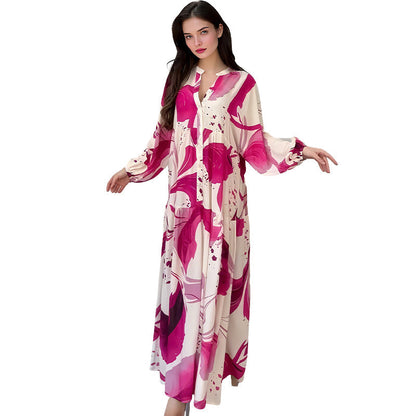 👗 60% DE RÉDUCTION! 🌸 Robe Longue à Col V pour Femmes – Motif Floral, Tissu Fluide & Parfaite pour l'Été ☀️