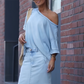 👗✨ Top épaule diagonale + jupe longue en jean fendue – 59% de réduction ! 🔥