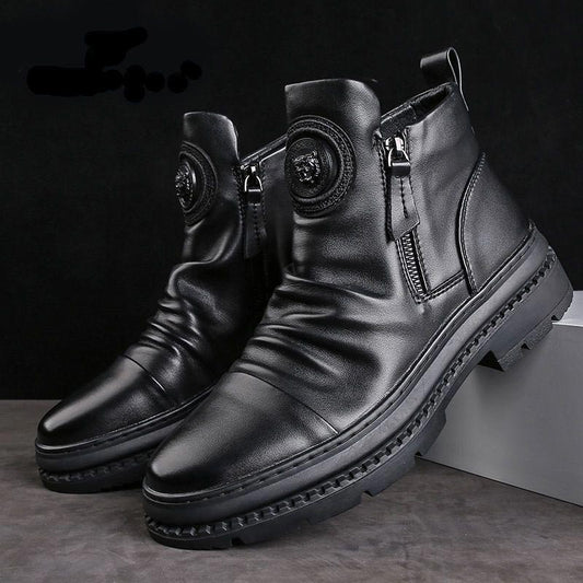 👞 60% DE RÉDUCTION! 🎁 Bottes en Cuir Classiques pour Hommes – Semelle Confortable, Fermeture Éclair Latérale & Style Décontracté Intemporel 🛡️