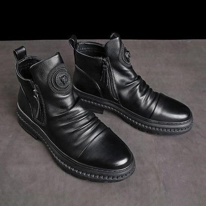👞 60% DE RÉDUCTION! 🎁 Bottes en Cuir Classiques pour Hommes – Semelle Confortable, Fermeture Éclair Latérale & Style Décontracté Intemporel 🛡️