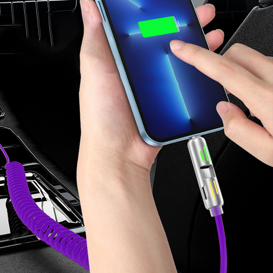 🔌 Câble de chargement de voiture rétractable compact 4-en-1 – Profitez de -50 % maintenant ! 🚗⚡