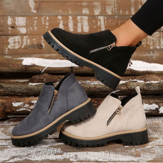 👢 Promo 60 % – Bottines tendance et confortables pour femmes, bout rond et zip 🌟