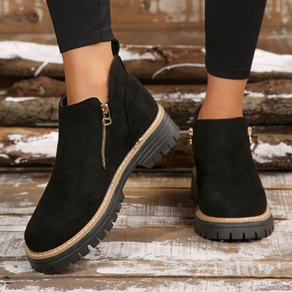 👢 Promo 60 % – Bottines tendance et confortables pour femmes, bout rond et zip 🌟