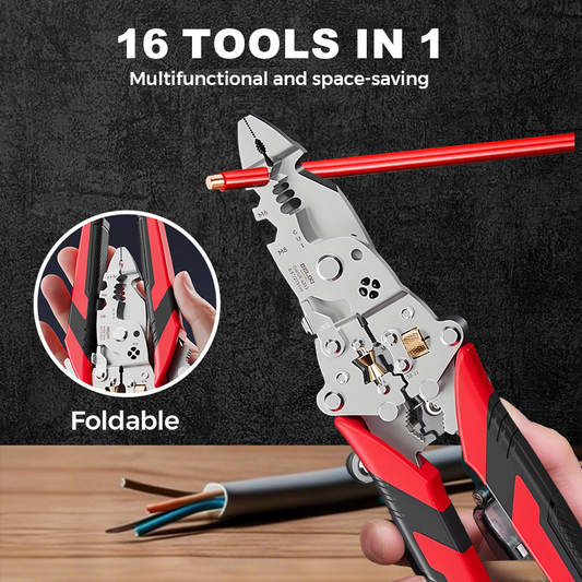 🎁 Achetez 2, obtenez 1 GRATUIT – ✈️ Livraison gratuite 📦 🛠️ Pince à dénuder pliable 16 en 1 en acier inoxydable ✨