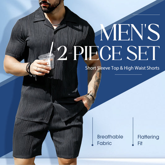 🔥 60 % DE RÉDUCTION – Ensemble 2 pièces pour homme : haut à manches courtes et short taille haute 👕✨