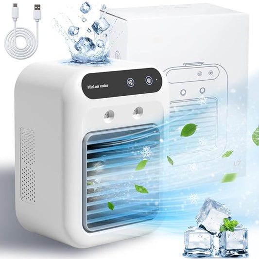 ❄️ 60% DE RÉDUCTION! 💧 Mini Climatiseur Portable – Refroidisseur & Humidificateur 3-en-1, Idéal pour la Maison, le Bureau & le Camping 🏕️