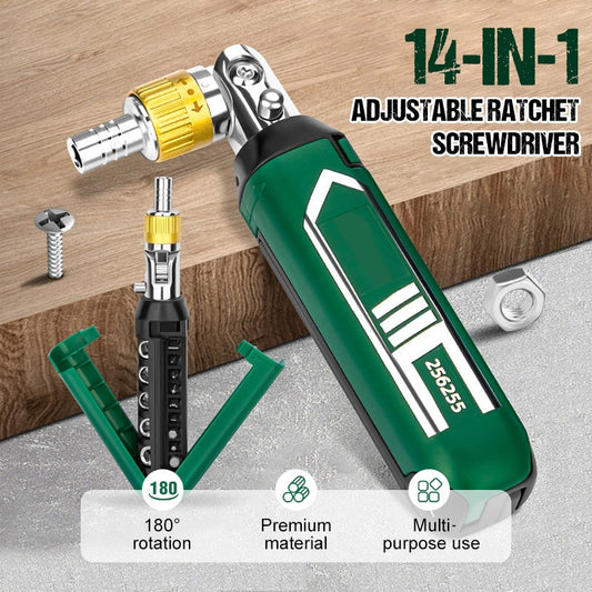 🛠️ ACHETEZ 2 - RECEVEZ 1 GRATUIT ! ✨ Tournevis à Cliquet Réglable 14-en-1 - Multifonction pour Réparations Électroniques, Mécaniques et Domestiques 🔩📦
