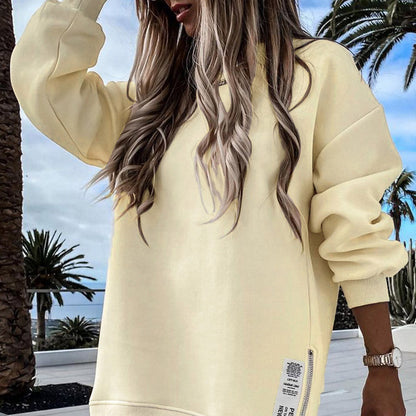 👚 60% DE RÉDUCTION ! 🧥 Robe Sweat Décontractée à Fente Zippée - Confort Doux et Style Urbain pour un Look Casual Confy, Taille Unique 🏙️✨