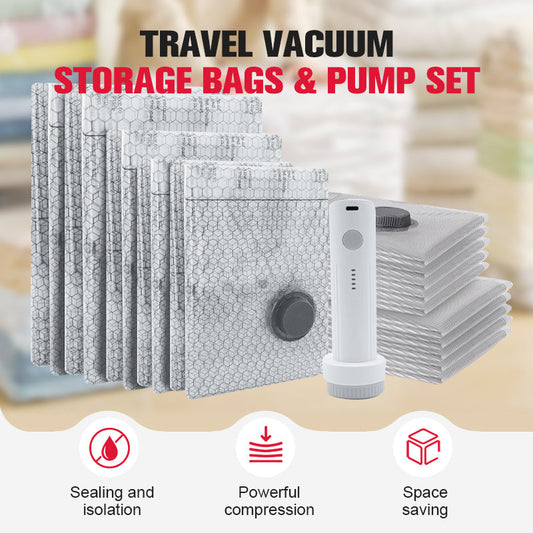 🧳 50% de réduction! 💨 Sacs de Rangement sous Vide avec Pompe – Économise 80% d‘Espace, Imperméables & Parfaits pour Voyage 🧺
