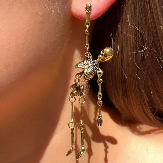 🦴 ACHETEZ 1 - RECEVEZ 1 GRATUIT ! 💀 Boucles d'Oreilles Squelette Articulées - Design Gothique et Réglable pour un Style Unique et Effrayant 🎃✨