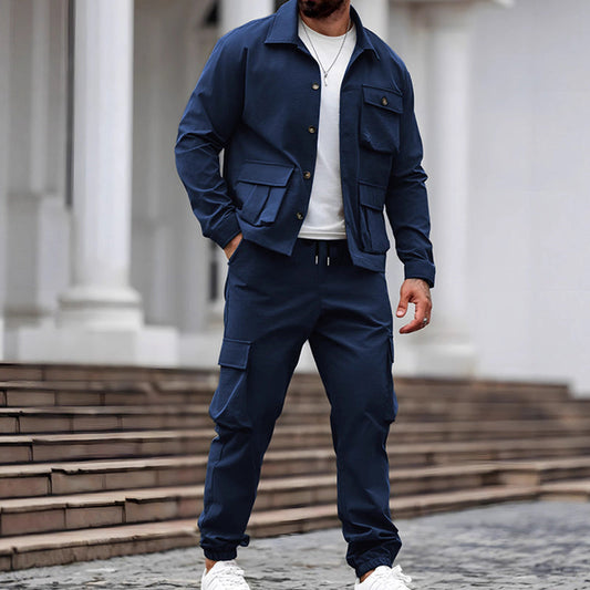 🧥 60% DE RÉDUCTION! 🔥 Ensemble 2 Pièces pour Homme – Veste Rétro & Pantalon Cargo, Look Tendance & Confortable au Quotidien 👖